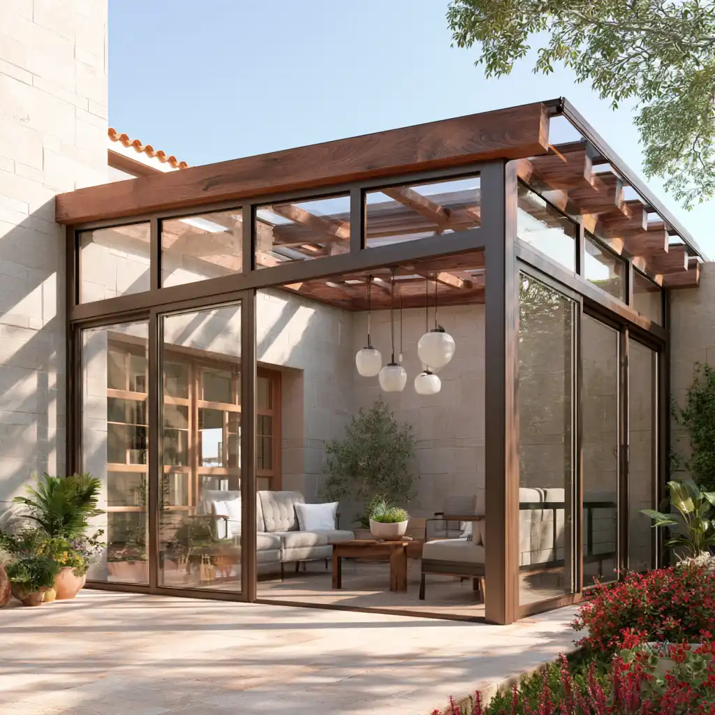 Terraza de ático cerrada con cerramiento de aluminio y vidrio en Valladolid